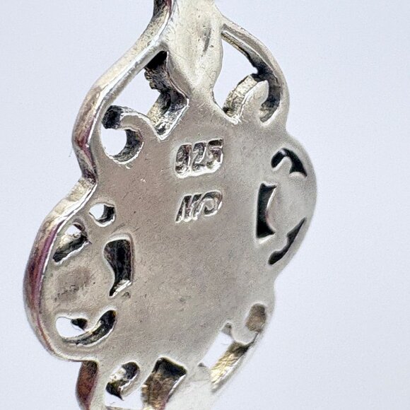 Sterling Silver 925 Black Onyx Scroll Flower Dangle Earrings Size 1.5" Length - Picture 7 of 9